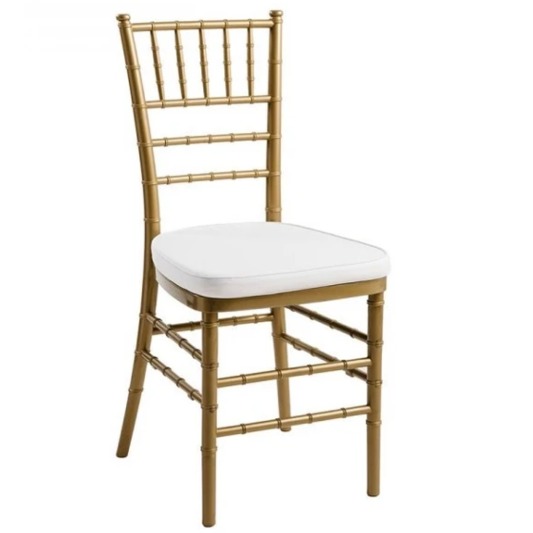 Gold Chiavari Chair With White Cushion